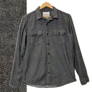 Ezekiel Mini Chevron Patterned Long Sleeve Button Down Shirt Mens Size M Black